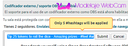 Etiquetas o hashtags en Chaturbate