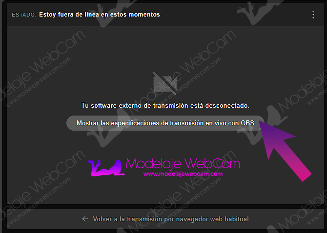 Mostrar RTMP y clave de emisión para transmitir en OBS