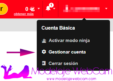 Gestionar cuenta en Amateur.tv