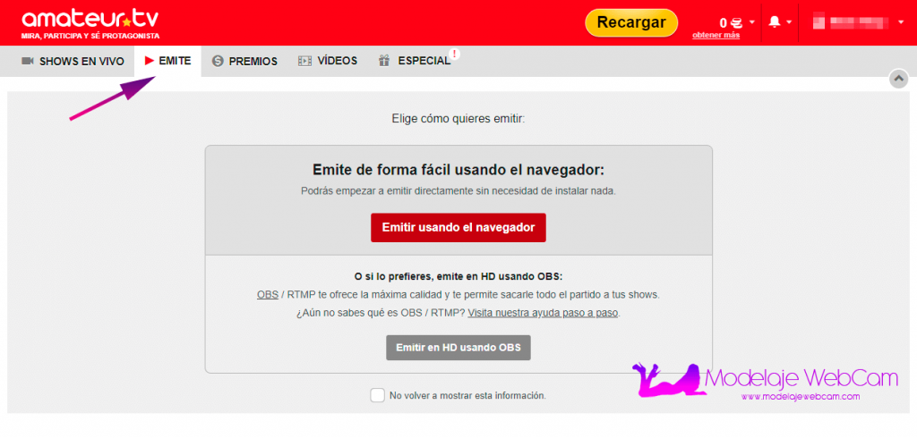 Transmitir en Amateur.tv