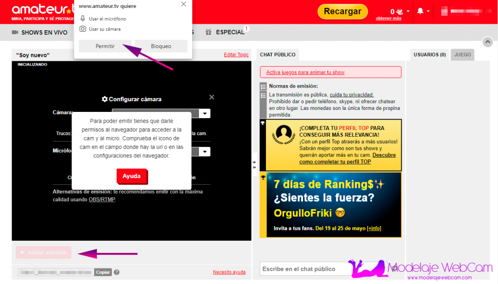 Transmitir en Amateur.tv