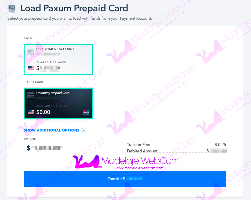 Añadir fondos a la tarjeta de Paxum