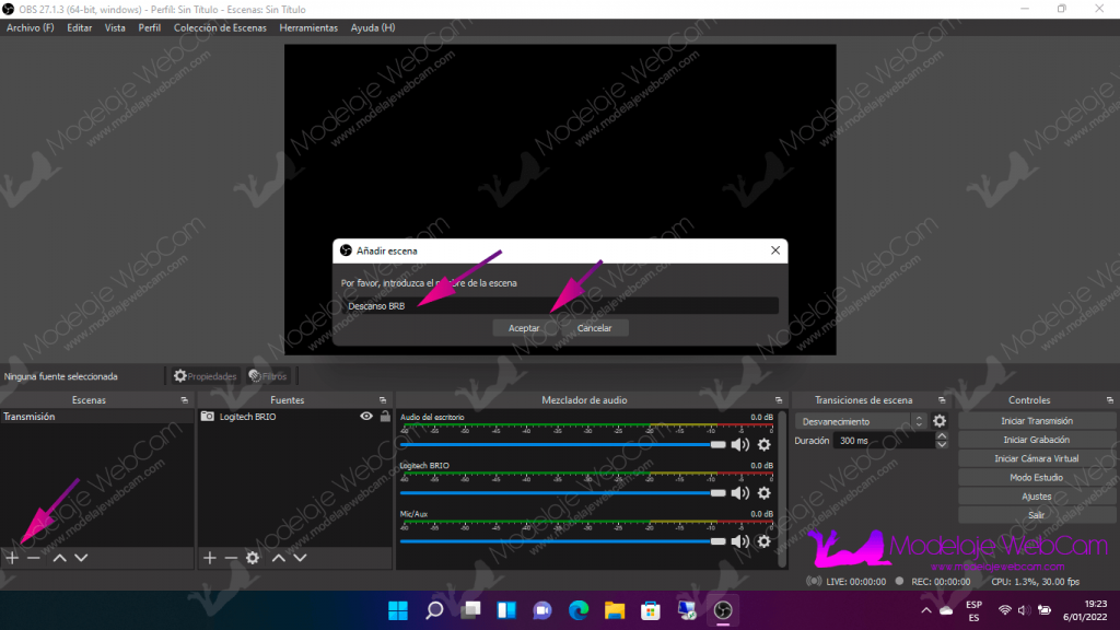 Agregar escena en OBS
