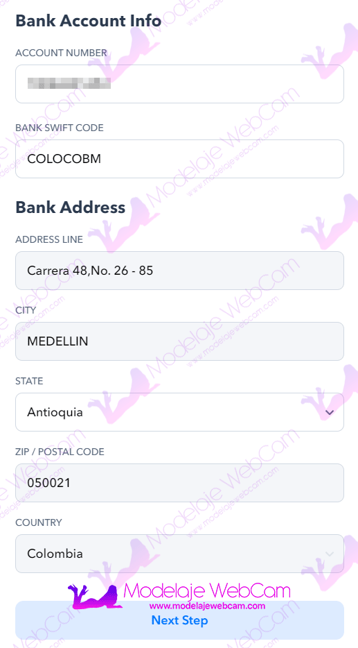Detalle bancario de Bancolombia EFT