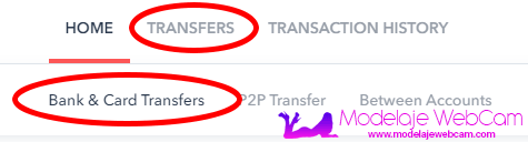 Menú Paxum - Transferencias a bancos y tarjetas
