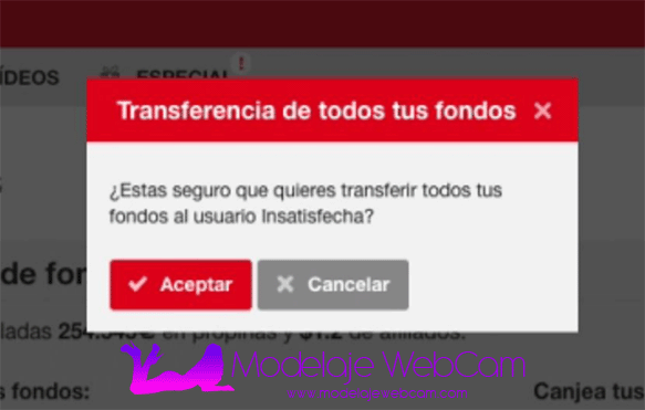 Amateur.tv - Confirmación en la transferencia de fondos a cuenta de studio