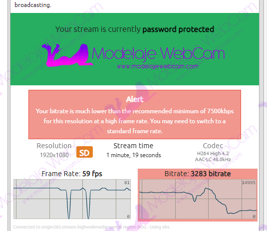 Mala conexión de Internet en Chaturbate