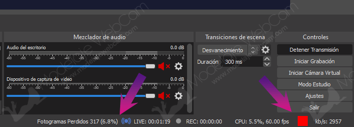 Calidad de mi transmisión en OBS - Color rojo