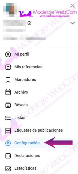 OnlyFans - Menú Configuración