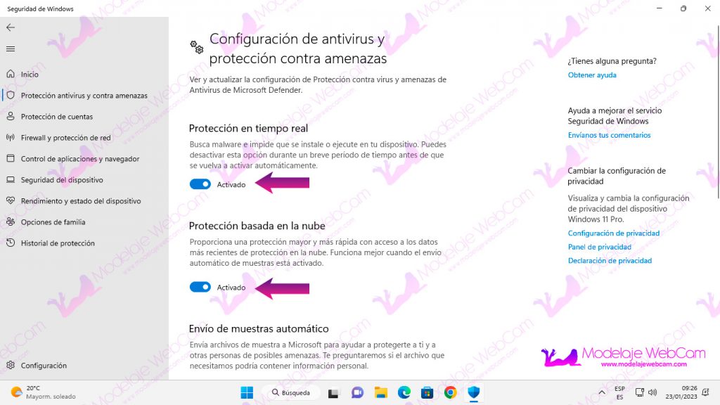 Protección en tiempo real en Windows 11