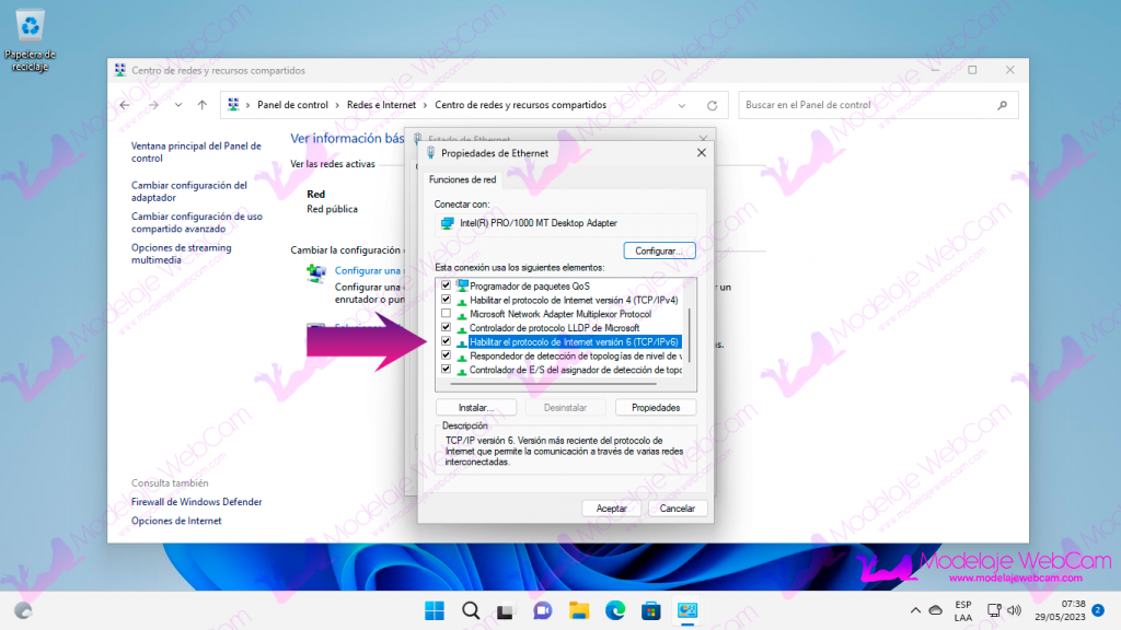 Windows 11 -  Propiedades Ethernet o Wi-Fi para habilitar el protocolo de internet versión 6