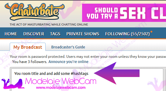 hashtags on Chaturbate broadcast