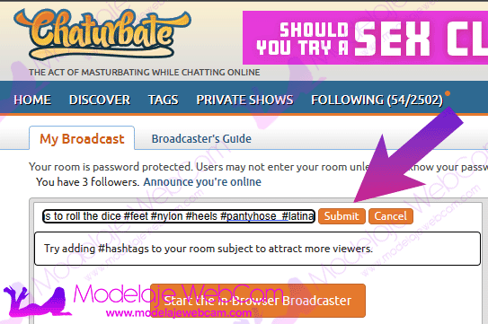 How to add tags on Chaturbate