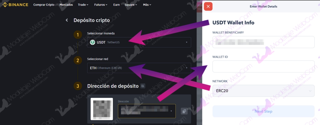 Configurar Paxum con Binance USDT o USDC