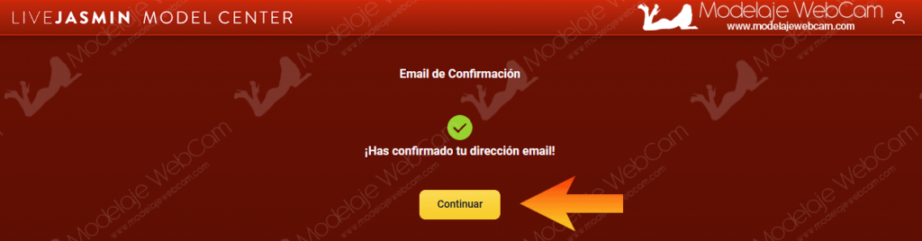 Correo confirmado en LiveJasmin