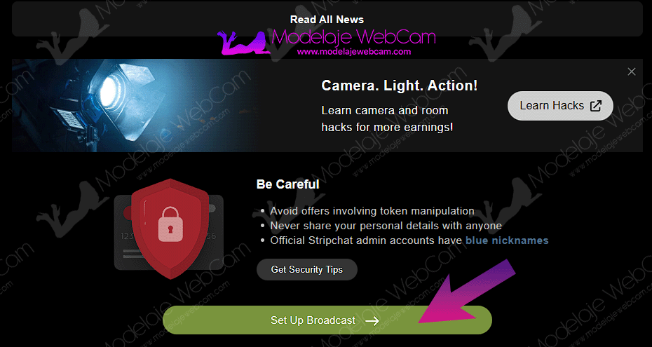 Stripchat - Set up broadcast