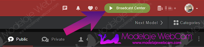 Stripchat - Broadcast button