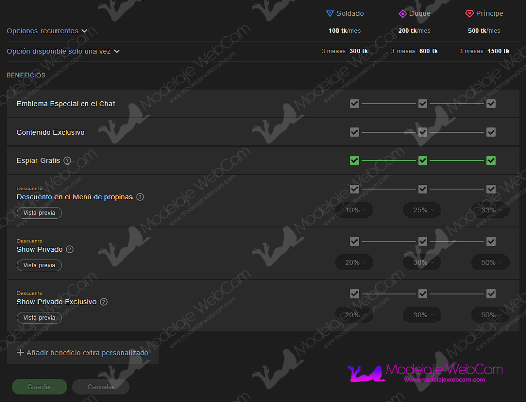 Descuentos para los miembros o usuarios del club de fans en Stripchat