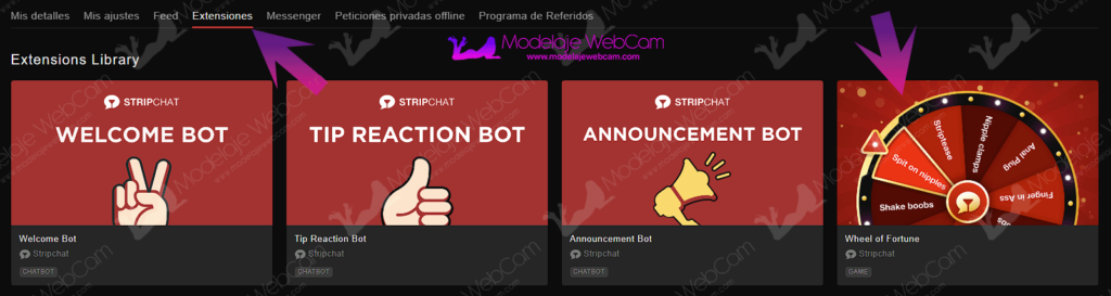 Stripchat - Ruleta de la fortuna en extensiones