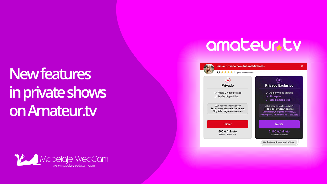 New features in private shows on Amateur.tv