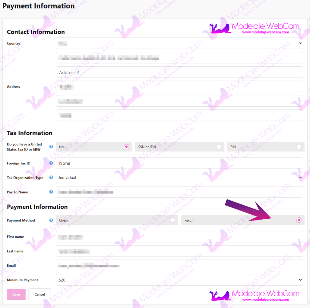 How to configure Paxum in Camsoda