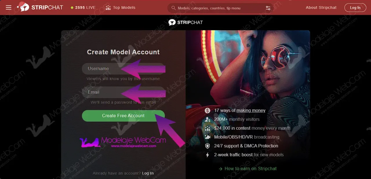 Create a model account stripchat and become a model on Stripchat