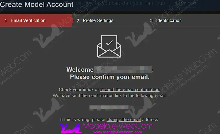 Stripchat - Confirm your email to create your model account
