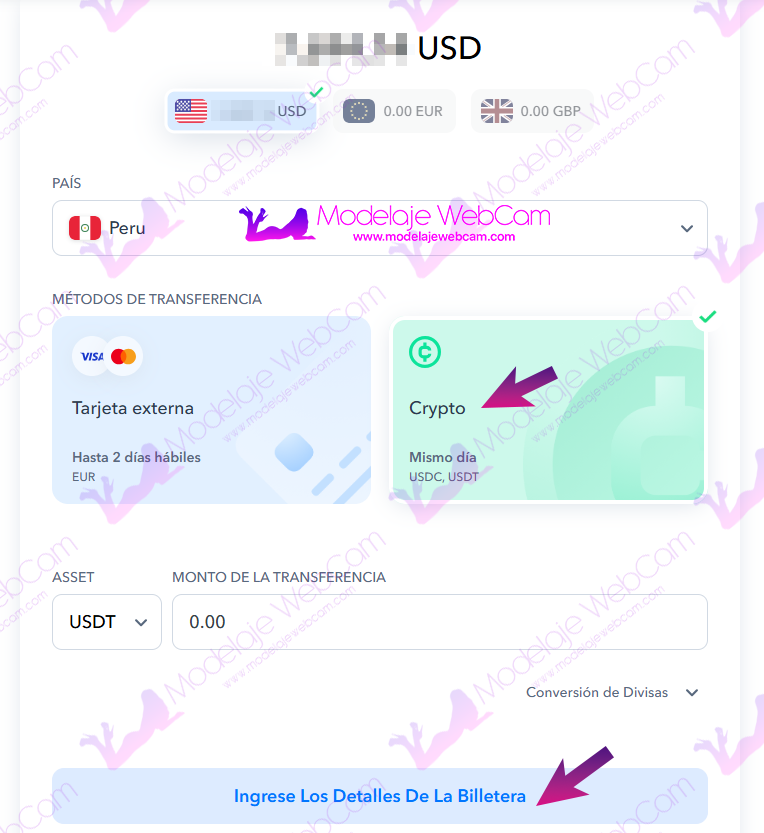 Paxum - Cantidad a retirar a Binance