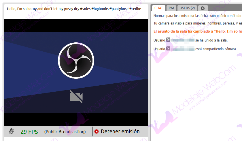 Chaturbate - Modelo - C2C recibida