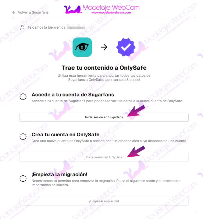SugarFans - Conectar cuentas de SugarFans y OnlySafe