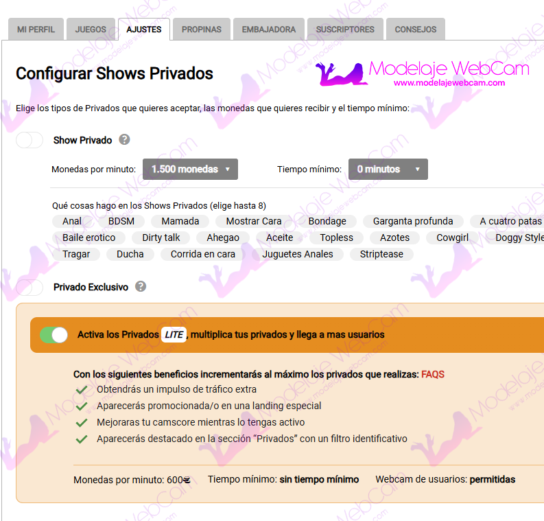 Amateur - Privados LITE activado