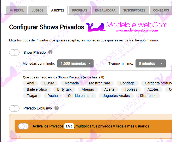 Amateur - Activar privados Lite