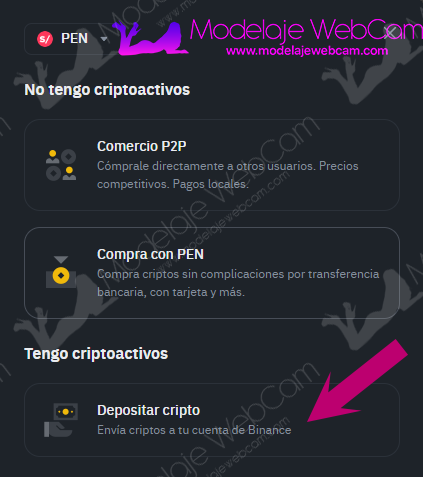 Binance - Depositar criptomonedas