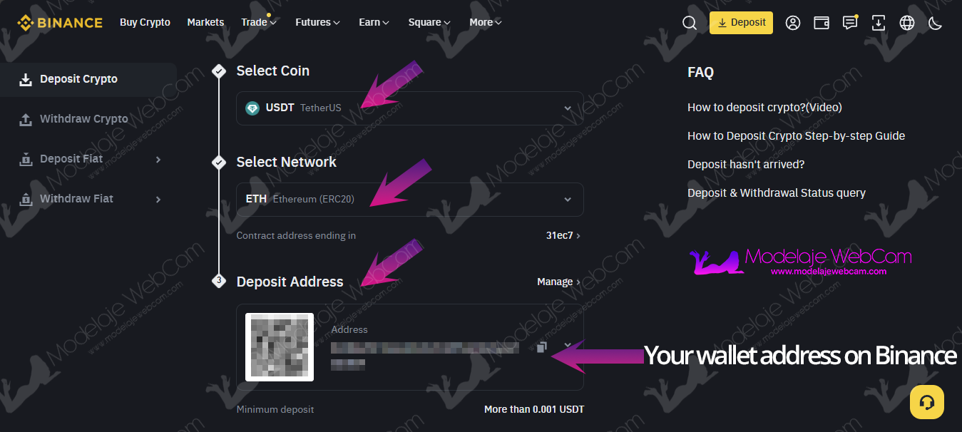 Binance - Your wallet address on Binance